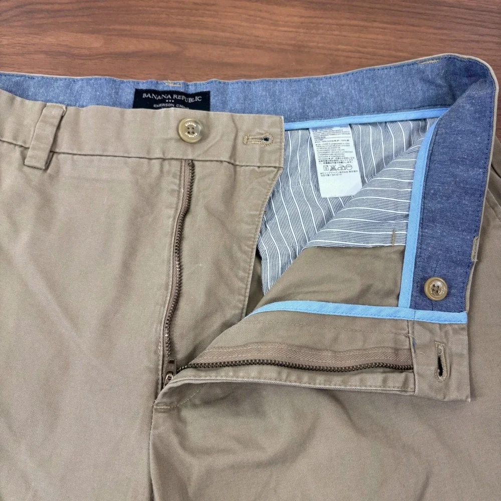 Banana Republic Emerson Chino Mens 36x28 Tan Straight Leg Cotton Pants Khaki